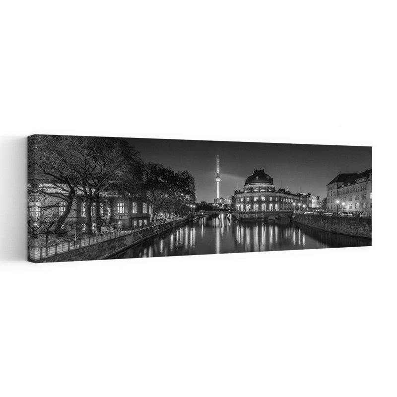 Illuminated Berlin Night by Melanie Viola - Wrapped Canvas Panoramic Print, 30.48 cm H x 91.44 cm W