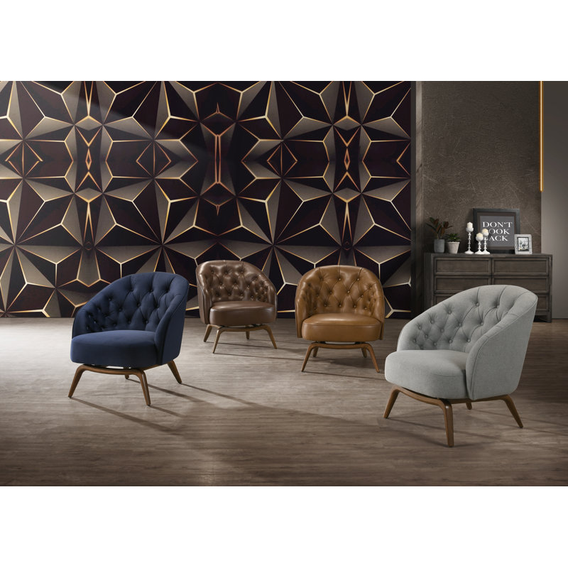 Jayden-Sean Upholstered Accent Chair, Mahogany Genuine Leather