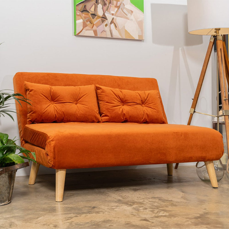 Donlon 2 Seater Velvet Sofa Bed, Orange Velvet