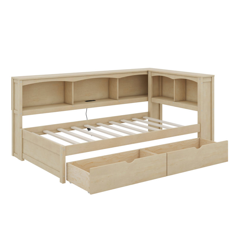 Twin Size Daybed With Two Drawers, Cabinets And USB Ports, Wood