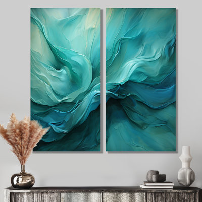 Chrissi Turquoise Tranquility V - ensemble de 2 reproductions d'art moderne sur toile