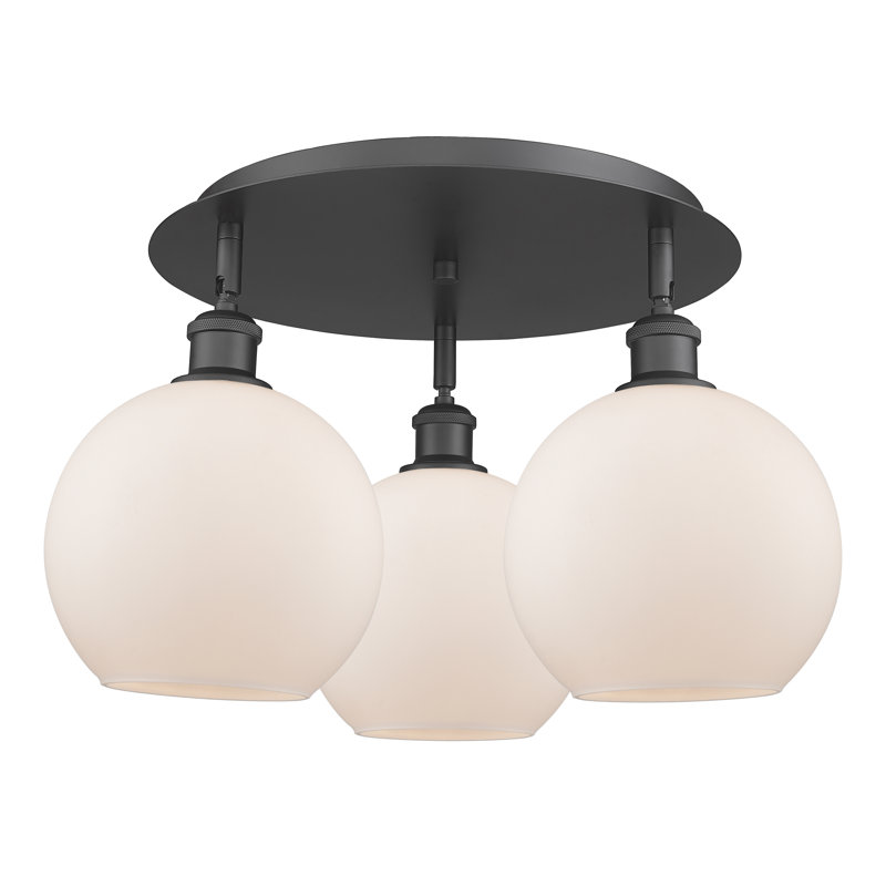 Ellington Glass Flush Mount, Matte White, Matte Black