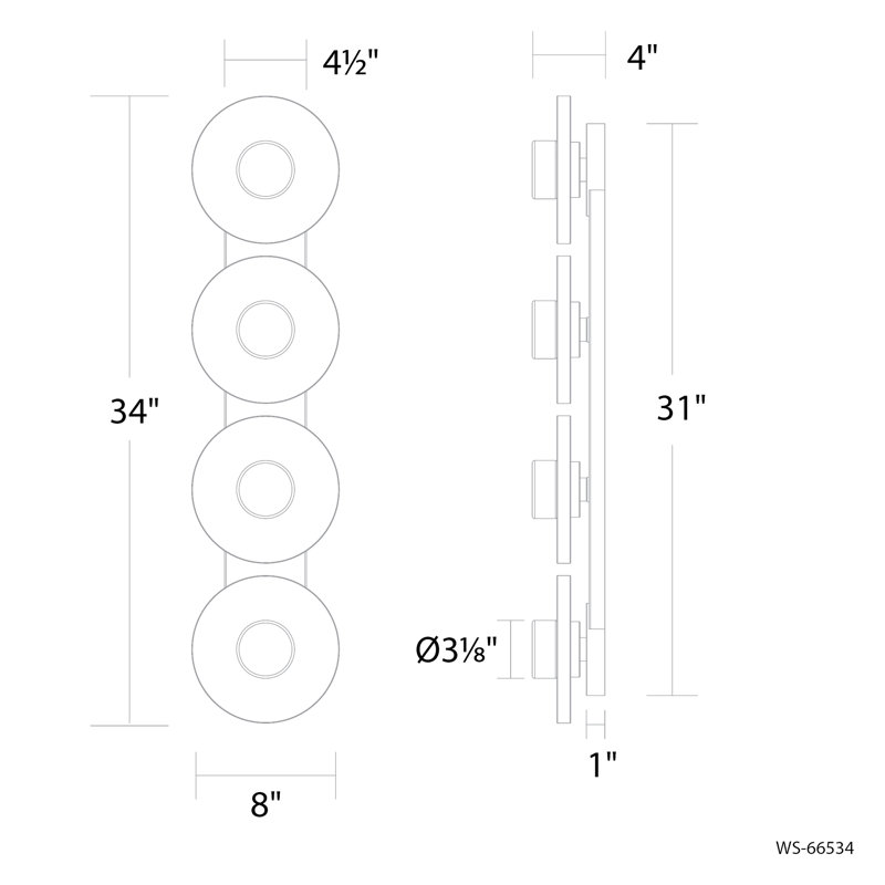 Fresco 34" Dimmable LED Bath Vanity & Wall Light With Artisanal Glass Shade, 3000K Color Temperature, Brushed Nickel