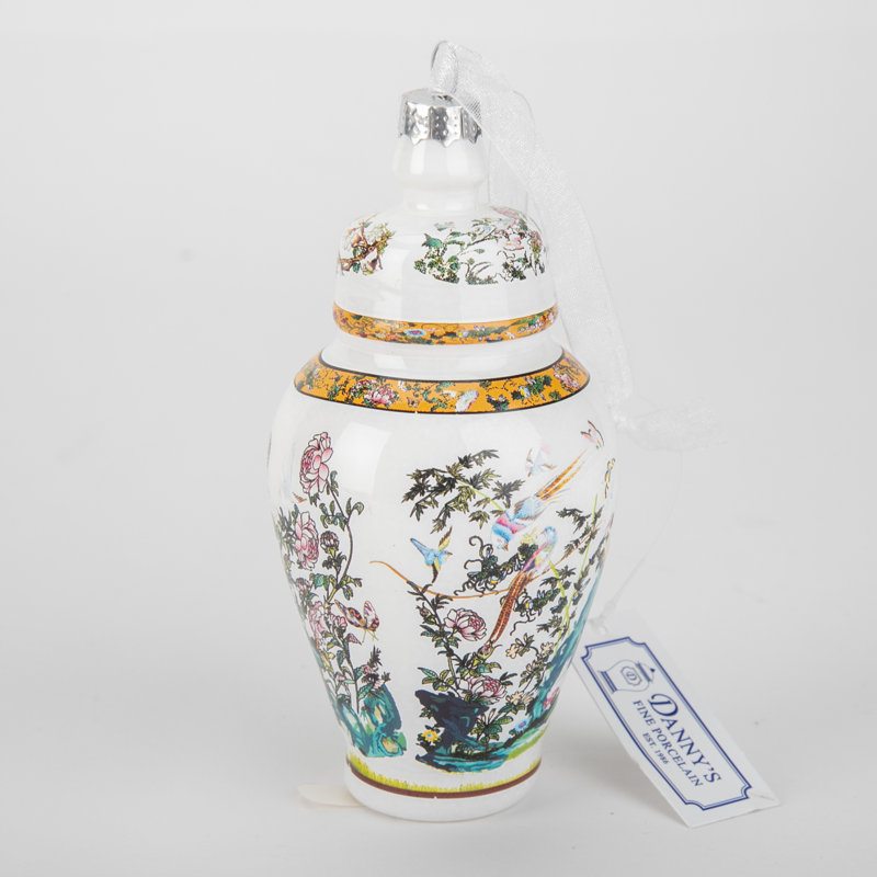 Ginger Jar Rose Canton Glass Ornament