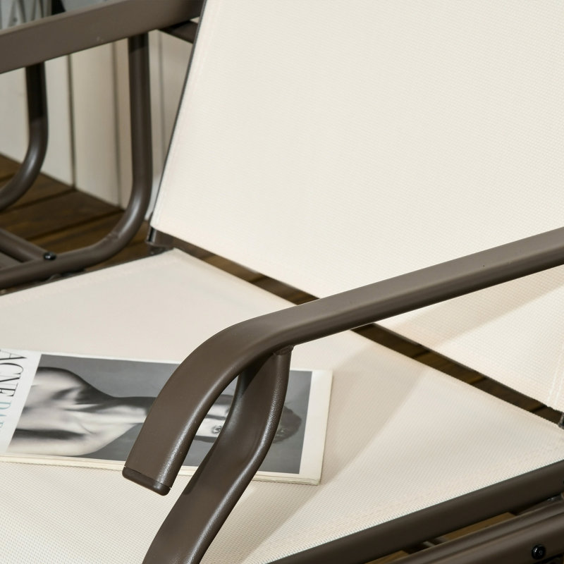 Chaise berçante d'extérieur en métal, Beige