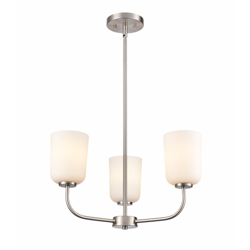 Lustre de 27 po de largeur Laphia, 3, Nickel brossé
