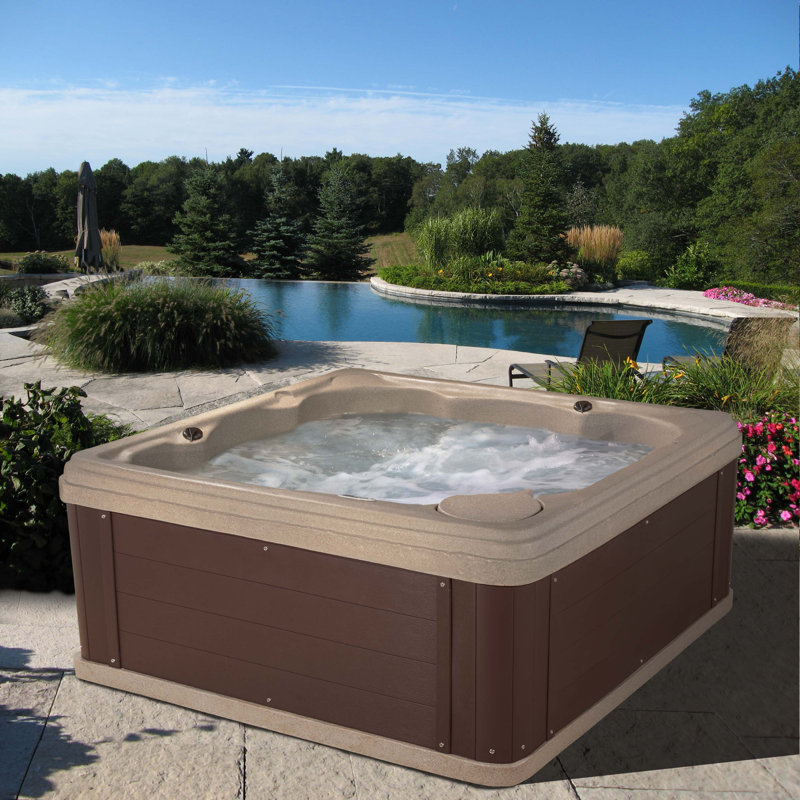 Cobblestone 6-Person Square Electric Hot Tub with 24 Jets