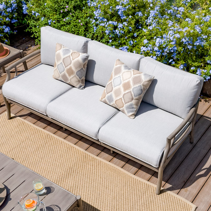 Lamando Patio Aluminum Swivel Conversation Seating Group With Olefin Cushions For 5 Person