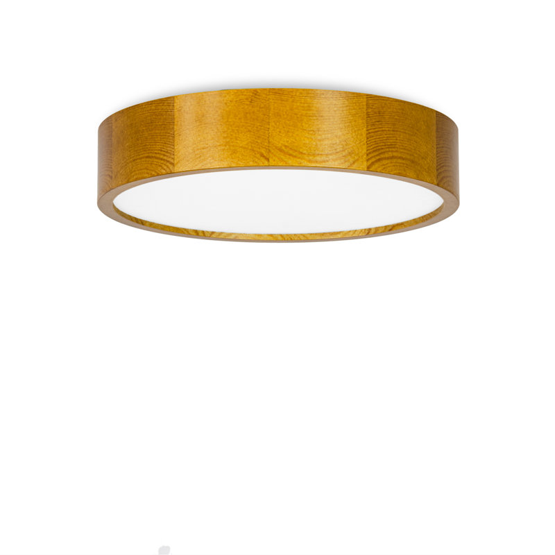 Demitria Glass and Solid Wood Flush Mount, Light Oak, 8cm H x 37.5cm W x 37.5cm D