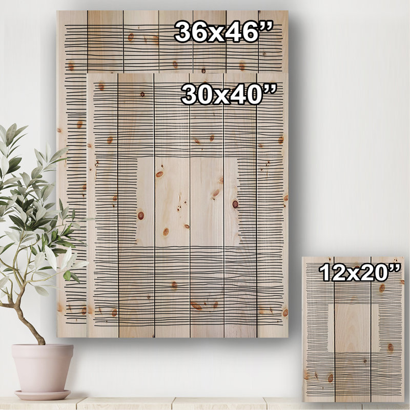Minimal Geometric Lines And Squares III - Reproduction d'art sur bois sans cadre, H 32 po x l 24 po x P 1 po