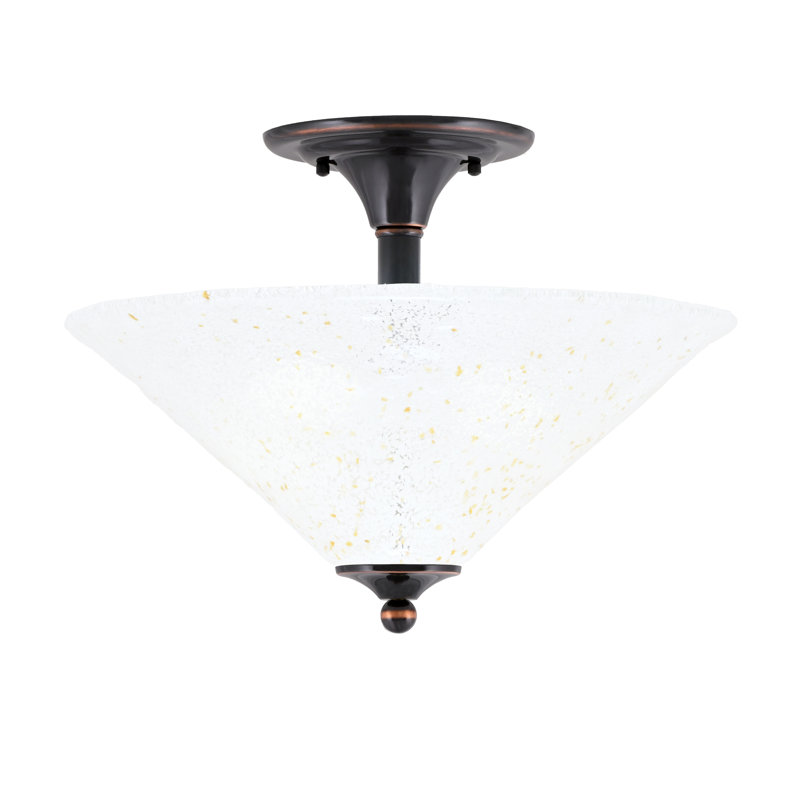 Plafonnier semi-encastré 2 lumières, Cuivre noir, Blanc