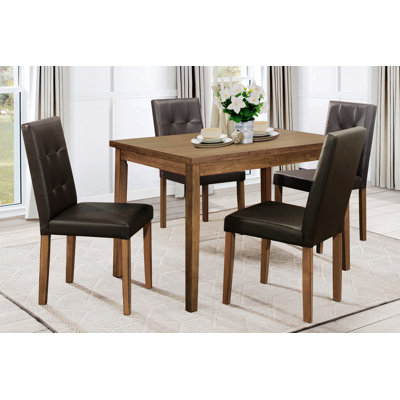 Ensemble de salle à manger multifonctionnel avec table rectangulaire et 4 chaises d'appoint capitonnées