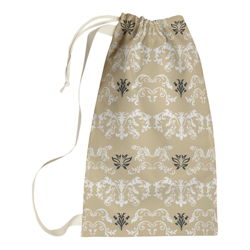 New Orleans Fabric Laundry Bag with Handles, Small (29" H x 18" W), Wheat/White/Black