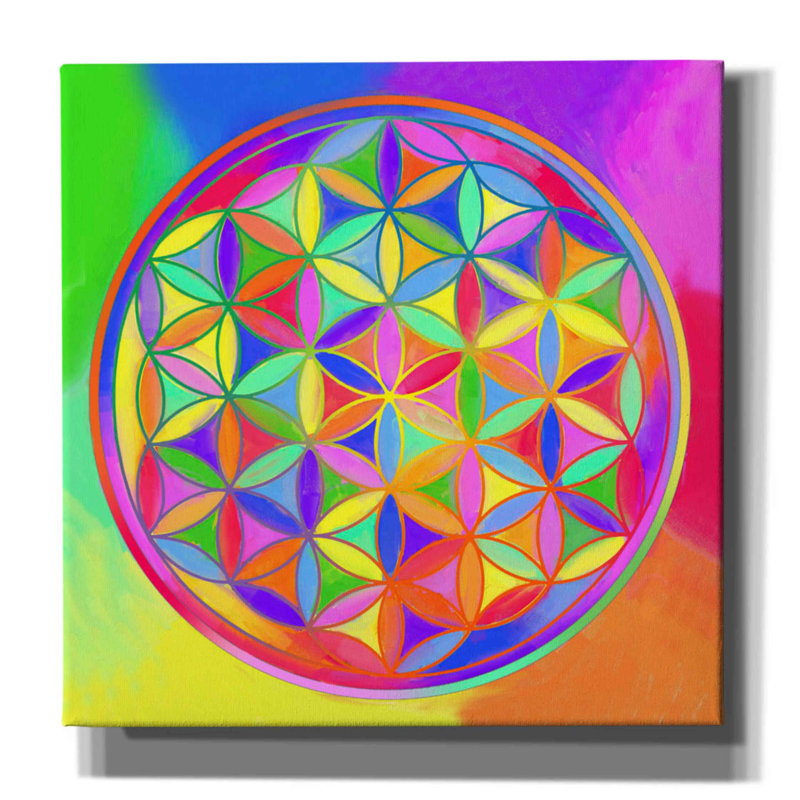 «Sacred Geo Flower of Life» par Howie Green, art mural sur toile, H 37 po x l 37 po x P 1,5 po