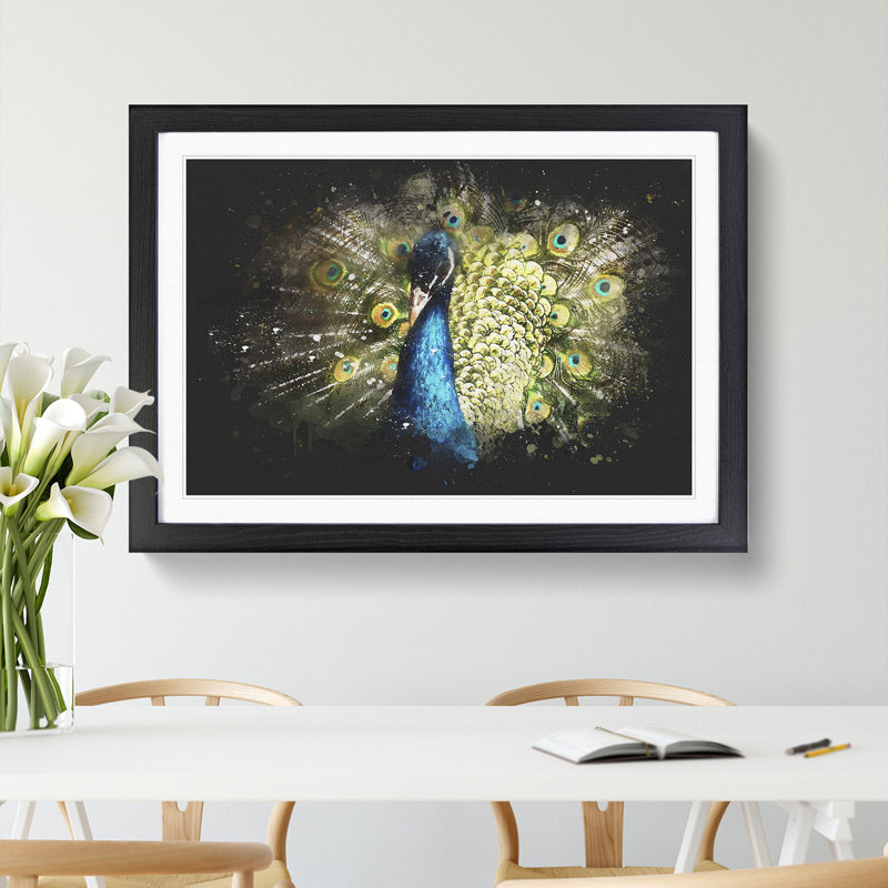 Peacock Vol.2 - Picture Frame Graphic Art, 36cm H x 48cm W x 2cm D, Black Framed