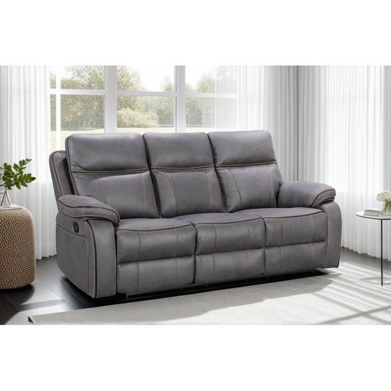 Faux Leather Reclining Sofa, 3