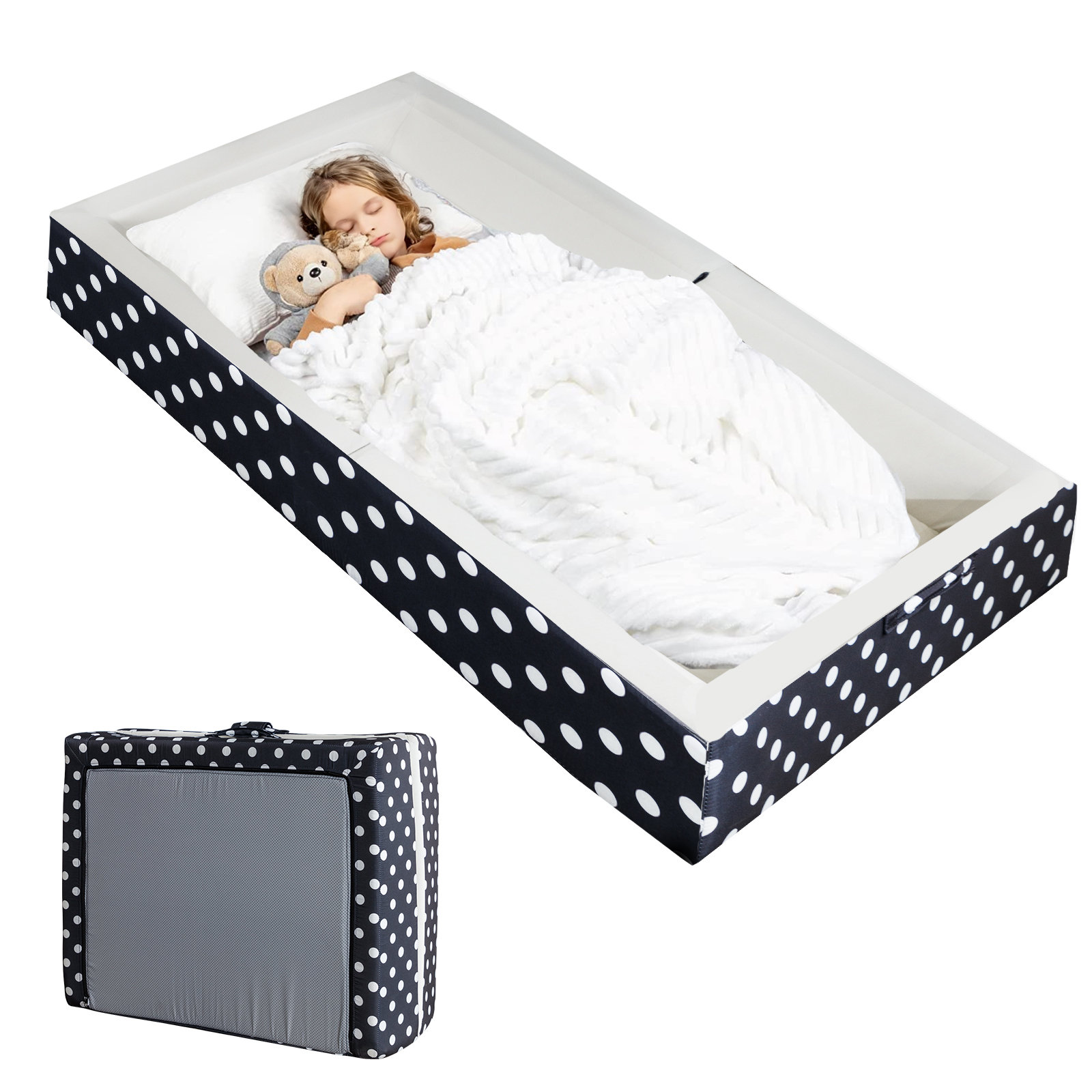 linor Cot Toddler Bed, 3-in-1 Toddler Floor Bed Portable, Foldable, and ...