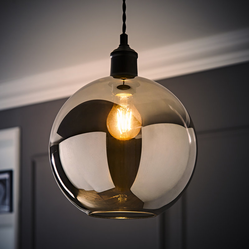 23.5cm H Glass Round Pendant Shade, Grey