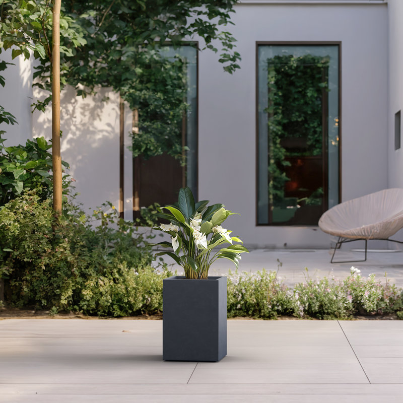 Jabrayah Handmade Planter Box, Granite Gray, 13" H x 9" W x 9" D