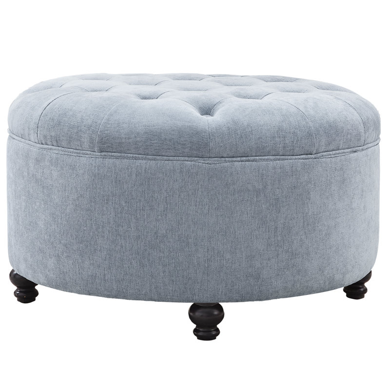 Daquasha Upholstered Ottoman, Blue