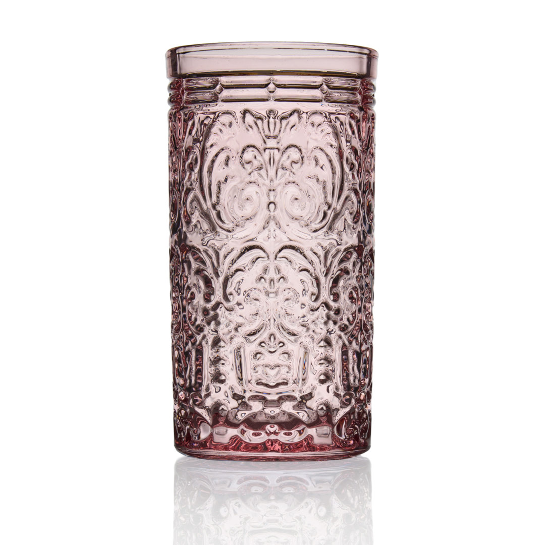 Jax Glass Highball 14 oz Godinger Silver Art Co Color: Pink Set Size: 8