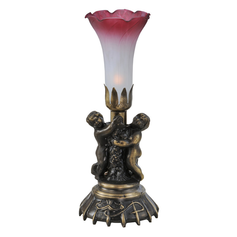 Lampe d'appoint 13 po Tiffany, Rose / blanc