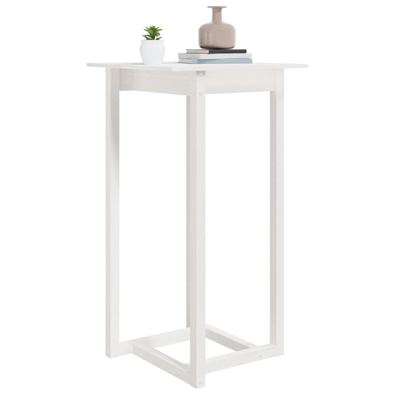 Bar Table White 23.6"X23.6"X43.3" Solid Wood Pine, White