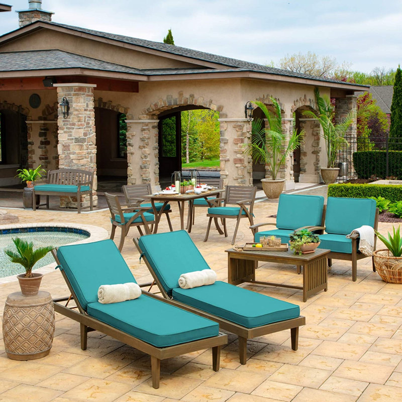 Outdoor 3.5'' Lounge Chair Cushion, Teal