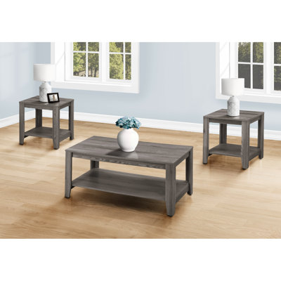 Grey Laminate Table For Room Styling Enhancement - 3pcs Coffee, End & Side Tables With Spacious Surface And Storage Options Living Area Generous