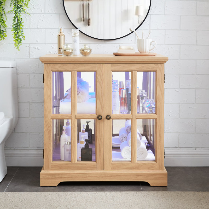 Led Cabinet With Antique Finish And Versatile Shelf Adjustment Vintage Adjustable Shelves