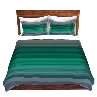 Ensemble de housse de couette en microfibre DiaNoche par Julia Di Sano - Stria Green Grey