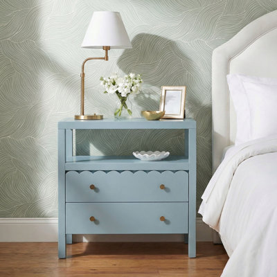 Adamstown Scallop 2 Drawer Nightstand, Slate Blue