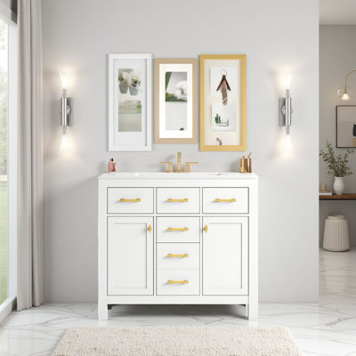 Ensemble de meuble-lavabo simple 36 po avec lavabo en céramique