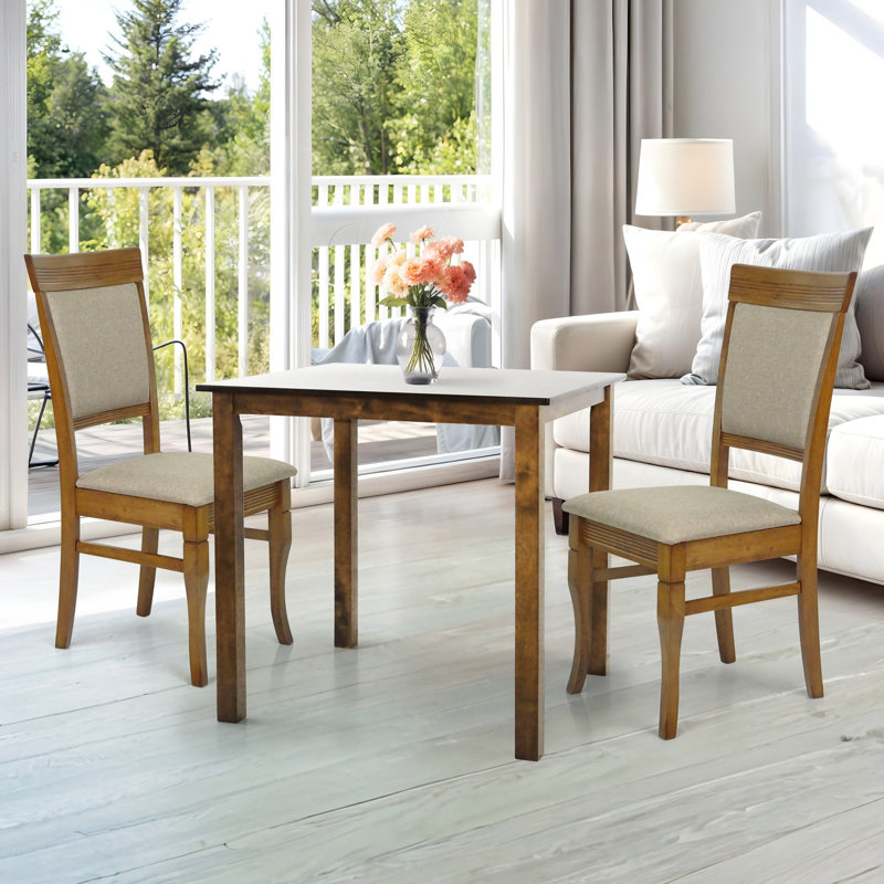 2 - Person Four Leg Dining Set, Brown/Beige