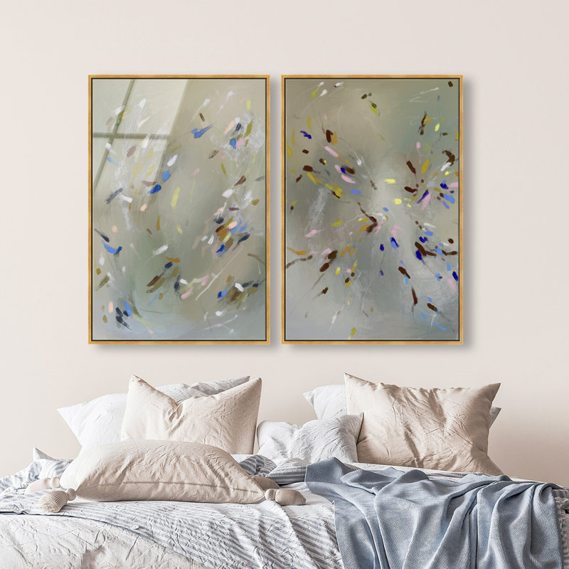 Spontaneous Traces Set Set by Oliver Gal, 74"H x 50"W, Gold Floater Frame