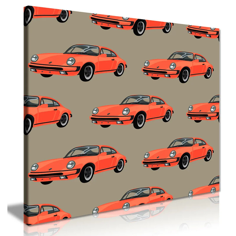 Retro Porsche 911 Car Modern Popart - Wrapped Canvas Print, 31cm H x 31cm W