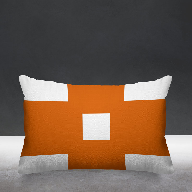 Luella Geometric Outdoor Reversible Throw Pillow, Orange