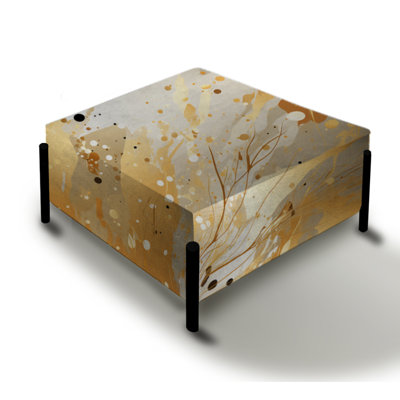 Golden Marble Radiance - Marble Large Square Ottoman