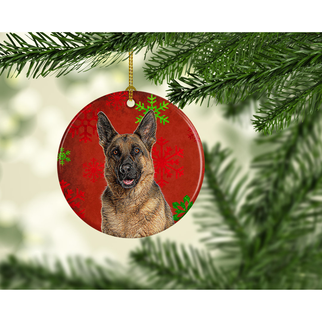 Snowflakes Holiday Christmas German Shepherd Ceramic Hanging Figurine Ornament The Holiday Aisle®
