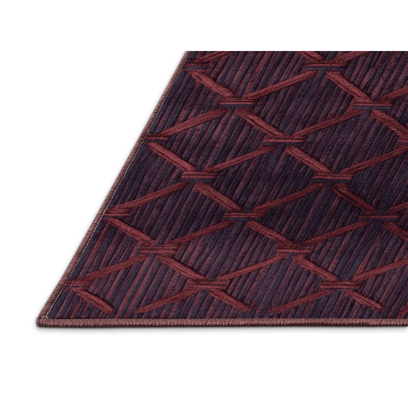 Tapis rouge en treillis lavable à la machine, Carré 8 pi