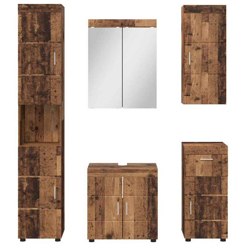 Vanity & Mirror Set, Medium Wood