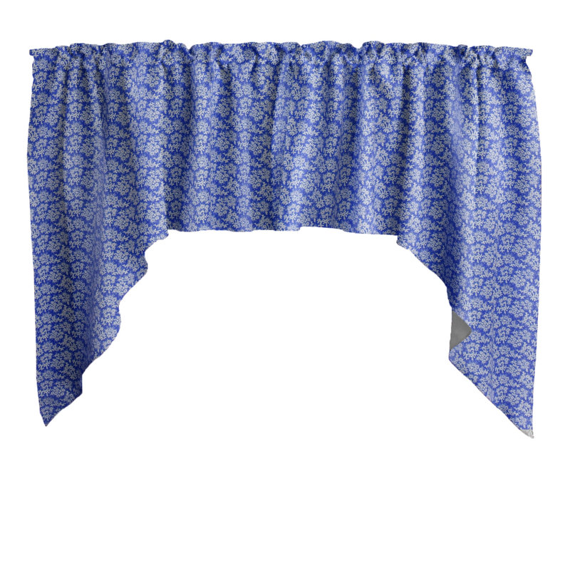 Cantonnière florale en mélange de coton l 58 po, Bleu
