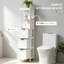 White Tall Narrow Freestanding Bathroom Cabinet, Slim Floor Storage Unit with 3 Drawers and 2 Open Shelves for Compact Bathrooms