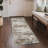 Aura Modern Abstract Machine Washable Distressed Grey / Yellow Indoor Area Rug with Non-Slip Backing-511136219