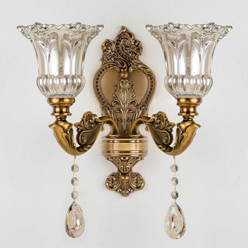 Éclairage pour meuble-lavabo en laiton antique à 2 lumières Faran