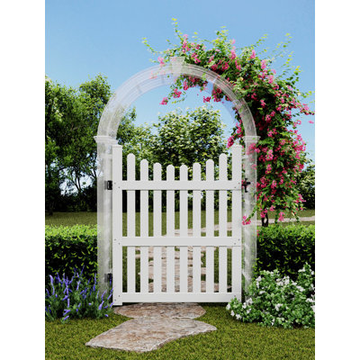 Classic 4 Ft X 5 Ft Vinyl Garden Arbour Fence Gate, White