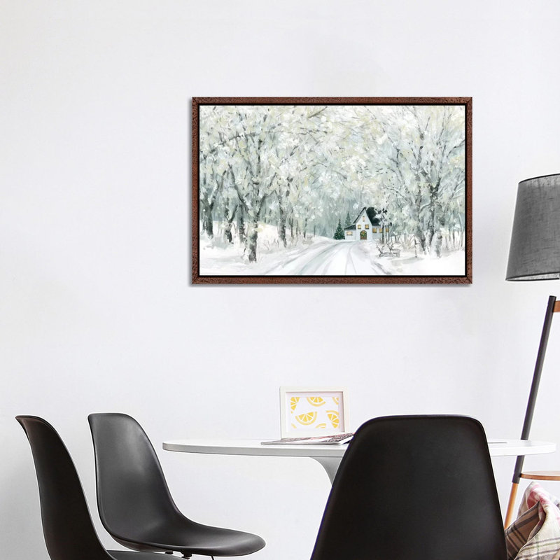 Christmas Lane by Carol Robinson - Painting on Canvas, Classic Brown Wood Framed Canvas, 101.6 cm H x 66.04 cm W