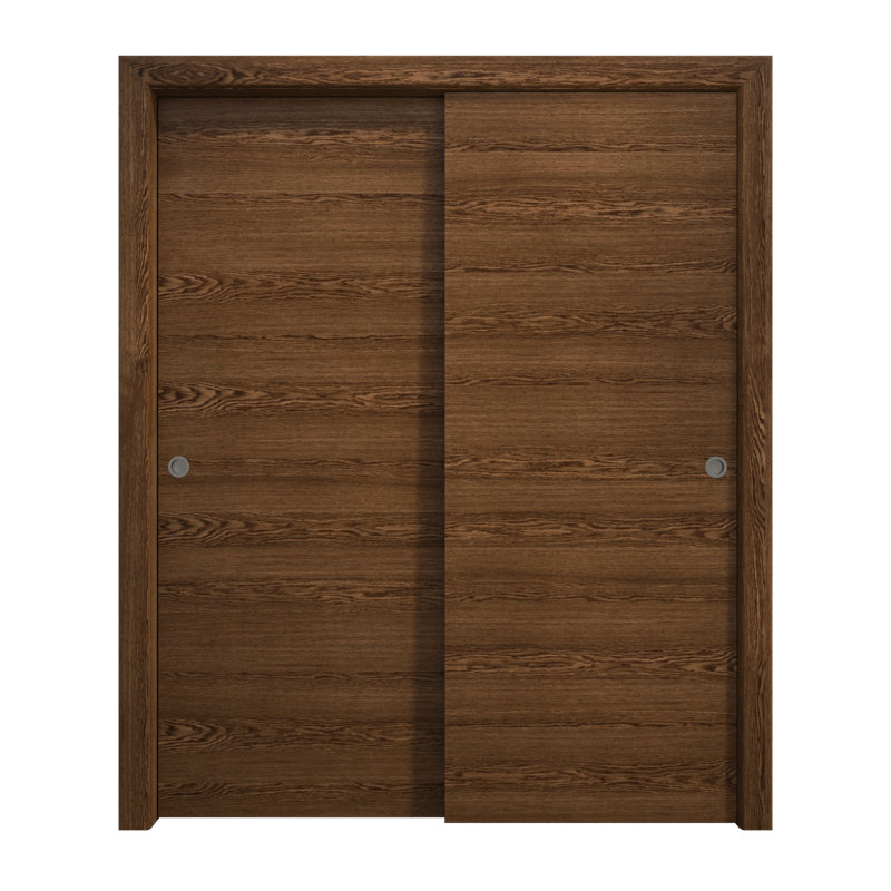 Sliding Closet Bypass Doors | Ego 5000 | Rails Hardware Set | Wood Solid Bedroom Wardrobe Doors, Cognac Oak, 36'' x 80''