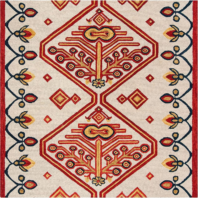 Vahakn Hand Tufted Wool Southwestern Rug, Square 7'