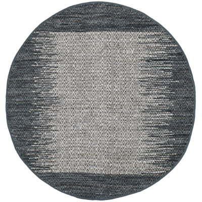 Phillis Vintage Leather Hand Woven Leather/Cotton Geometric Rug in Light Gray